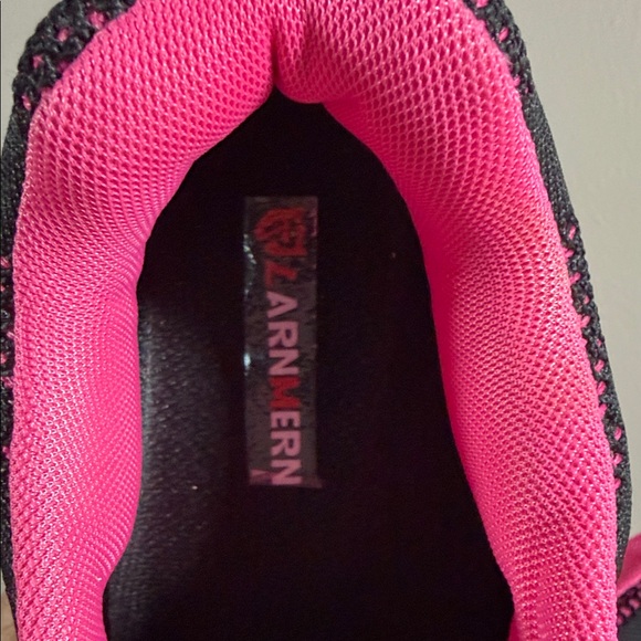 Stylish Black and Pink Women's Sneakers/ steel toe work shoes - Picture 7 of 8